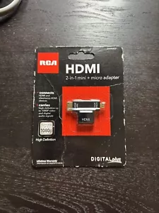 NEW RCA 2-In-1 HDMI Male Femal Mini Micro HDMI Adapter DHMIMICE 2-1 3-1 1080p 4k - Picture 1 of 2