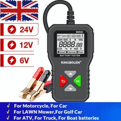 BM550 Car Battery Tester 6V 12V 24V 100-2000 CCA 2Ah-220Ah Detect AnalyzerTool - Image 1 of 4