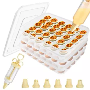 3 Pcs 90 Slots Deviled Egg Containers with Lids Plastic Deviled Egg Platter S... - Picture 1 of 7