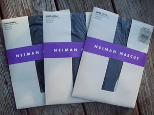 3 VTG Neiman Marcus Dream Sheer Light Control Top Pantyhose Sz A  2 Navy 1 Black - Picture 1 of 3