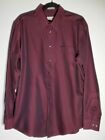 Pronto Uomo Men's Non-Iron Long Sleeve Button Front Burgundy Shirt 16 34/35
