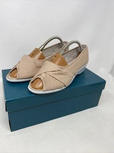 Dr Keller sandals, Ladies Peep Toes Canvas Spotted Beige Wedge Shoes New - Picture 1 of 24