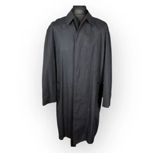 Burberry Trench Raincoat Mens Navy Blue Nova Check Lined Size Large Vintage 90s - Picture 1 of 16