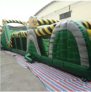 Commercial Grade PVC Marble Vinyl Inflatable Slide Obstacle Course 76ft & Blower - Picture 1 of 15