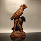 vintage parrot Carved home decor owl sculpture Statue wood Christmas Wooden pet