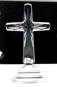 Christian 8" Cross Julia Poland Hand Cut Lead Crystal Clear Glass - Picture 1 of 9