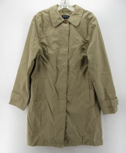 Lands End Jacket Women Medium Brown Rain Coat Trench Khaki Travel Outdoor Lined - Picture 1 of 12