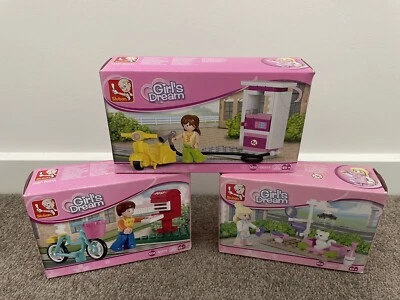 Sluban Girl's Dream Set of Three - Post Box, Cat's Shower, Motor Bike Fuel - Image 1 of 2