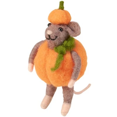 Primitives by Kathy Pumpkin Mouse Felt Critter Halloween Ornament Fall Gift Cute