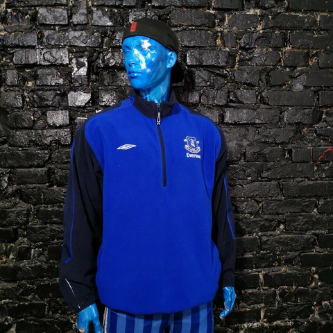 Everton Vintage Training Jacket Long Sleeve Blue Umbro Polyester Fleece Mens XL Cover
