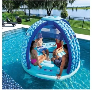 WOW Sports Pool Island Float, Inflatable Float with Canopy Multiple Person River - Picture 1 of 5