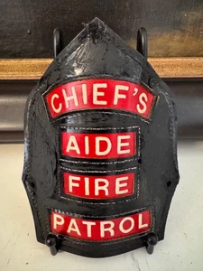 Vintage Leather Fire Helmet Front Cairns FDNY Fire Patrol Chief's Aide - Picture 1 of 2