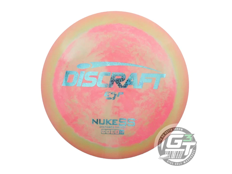 NEW Discraft ESP Nuke SS 170-172g Pink-Olive Snowflake Foil Distance Driver Disc - Image 1 of 1