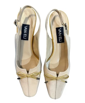 VANELi VAN ELi Beige 2 pulgadas Hebilla de Tacón Eslinga Trasera Zapatos Tacones Gatito Talla 8M Foto 1 de 4