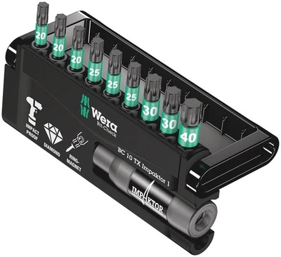 Wera Bit-Check 10 TX Impaktor 1, 10 Piece Torx Screwdriver Bit Set & Holder - Image 1 of 4