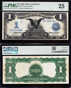 VERY NICE Bold & Crisp VF+ 1899 $1 "BLACK EAGLE" Silver Cert.! PMG 25! 59366K - Picture 1 of 3