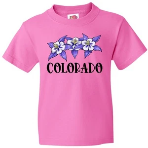 Inktastic Colorado Columbine Flowers Youth T-Shirt State Home Mountain Flower - Picture 1 of 9