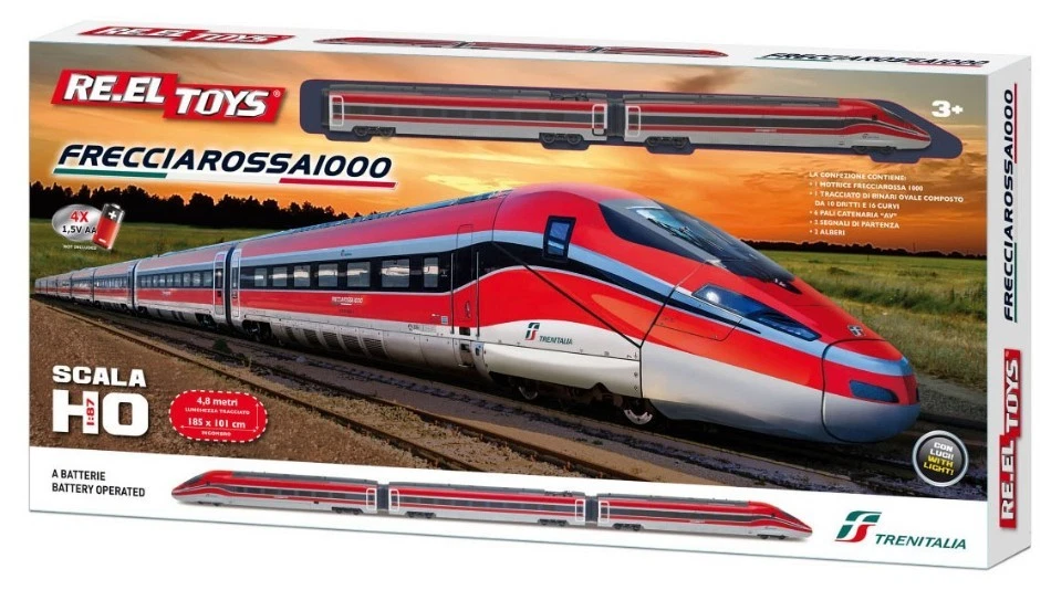 TRENO FRECCIAROSSA 1000 C/LUCI cm 185x101 A BATTERIA 1:87 - Immagine 1 di 1