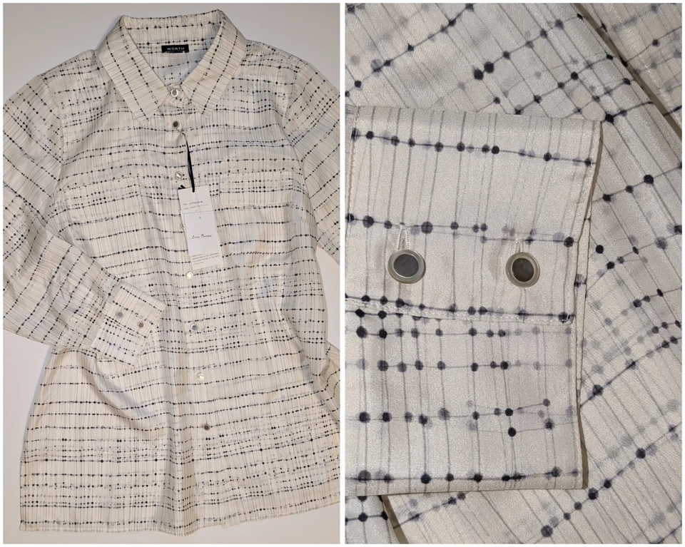 Camisa Worth New York para mujer cuadrada de gran tamaño relajada de seda con botones XL NUEVA CON ETIQUETAS  Foto 1 de 4