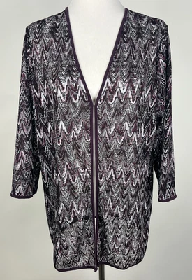 *NWT* CHICO'S Easywear 3/4sl 'Chic Chevron Lace Novelty Jacket'- 2 (12) Burgundy - Image 1 of 4