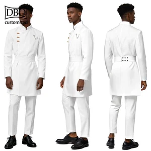 Traje Blazer Africano Para Hombre 2 Piezas Botón Dorado Cierre Cinturón Chaqueta + Pantalones Delgados  - Imagen 1 de 20