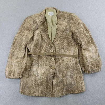 Armani Collezioni Traje Chaqueta Mujer 44 Geométrico Lino Seda Cinturón A Medida Foto 1 de 4