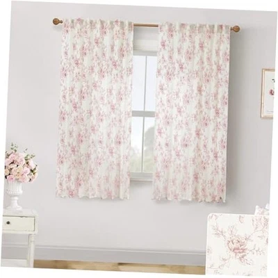 Cortinas estampadas para dormitorio de niñas, bastante transparentes 50"W x 63"L (paquete de 2) rosa Foto 1 de 4