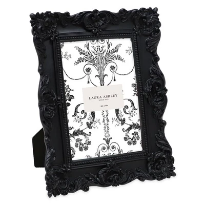 4x6 Black Ornate Textured Hand-Crafted Resin Picture Frame with Easel & Hook ... - Image 1 of 4