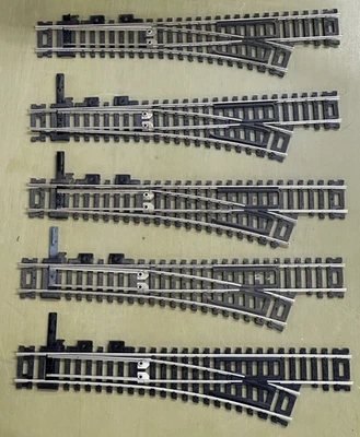 5 ATLAS R/H SNAP HO SCALE NICKEL SILVER #4 TURNOUTS W/O MOTORS-FREE SHIP - Image 1 of 3