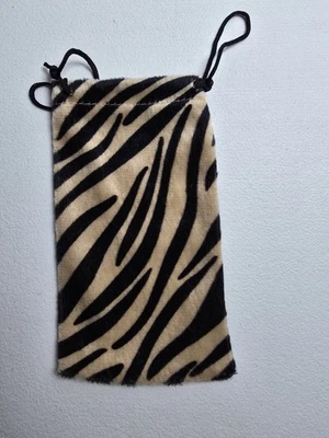 Vintage Faux Fur drawstring sunglass pouch with a Tiger print - Image 1 of 4
