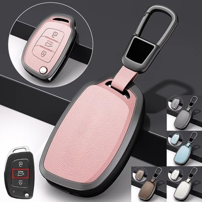 Zinc Alloy Leather Car Key Case Cover For Hyundai Fe Sonata Elantra Tucson ix40 - Image 1 of 4
