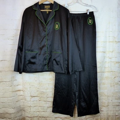 Conjunto de pijama Wicked X Forever 21 para mujer L negro verde bling satinado botón Top pantalones Foto 1 de 4