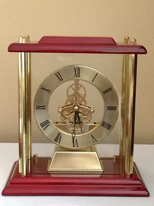 Large Gold Mantle or Shelf Clock With Skelton Movement Engraved Free, New In Box - Picture 1 of 5