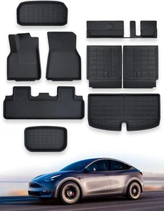 9PCS FOR TESLA MODEL Y FLOOR MATS CARGO MATS FULL SET 7 SEATER 20-24 ALL-WEATHER - Bild 1 von 9