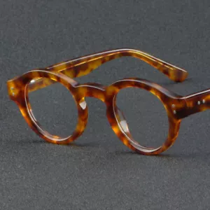Montature per occhiali da uomo acetato rotondo occhiali neri vintage donna lenti piatte occhiali - Foto 1 di 21