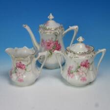 RS Prussia China - Floral - 3 Pc Teaset - Teapot, Creamer, Sugar Bowl