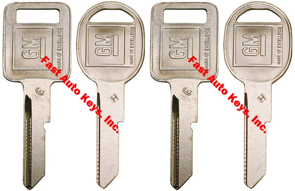 4 NEW GM Logo OEM "E" IGNITION +"H" DOORS/TRUNK Key Blanks Uncut 320404 + 320405 - Image 1 of 1