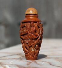 Chinese Antique Hediao Carved Nut Snuff bottle Miniature Carving - Superb QING