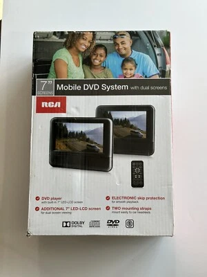 RCA Mobile DVD CD System 7” Dual Screens DRC69705E22 Tested Works-no Remote! Box - Image 1 of 4