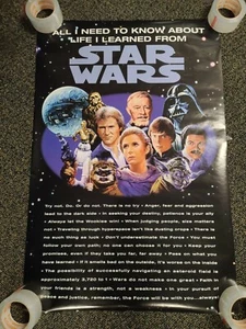 1996 Star Wars 36x24 ALL I NEED, LEARN POSTER Original Trilogy Portal Displayed - Picture 1 of 8