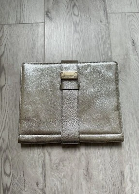 Jimmy Choo Leather iPad Case Tablet Pouch Shiny Silver Authentic Made in Italy - image 1 of 4