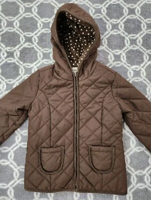 Old Navy Girl's Large (10-12) Solid Brown Hooded Quilted Full Zip Jacket Coat - Image 1 of 4