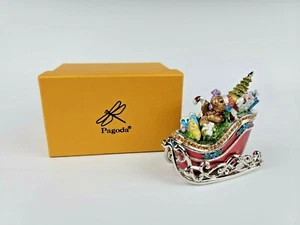 Caja de baratijas trineo de Papá Noel cristal estrás relleno regalo esmalte - Imagen 1 de 10