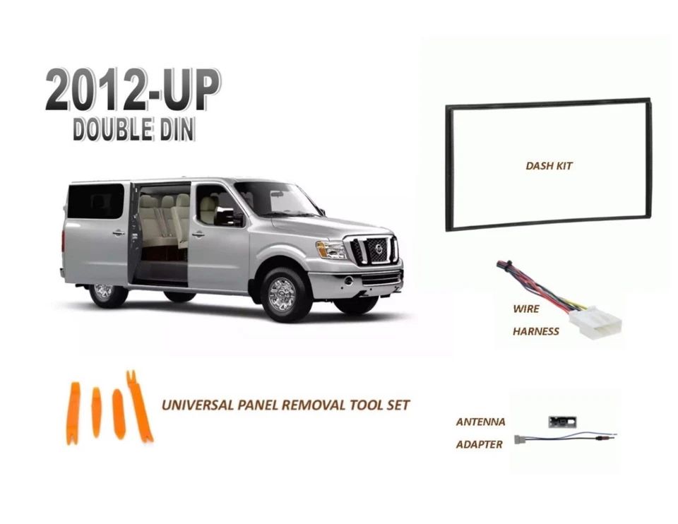 NEW fits 2012-UP NISSAN NV Car Stereo Double DIN Dash Kit, with Wire Harness - Image 1 of 1