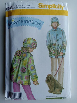 Simplicity Pattern 4805 Daisy Kingdom Child's-Misses Fleece Coat Hat XS-XL UNCUT - Image 1 of 4