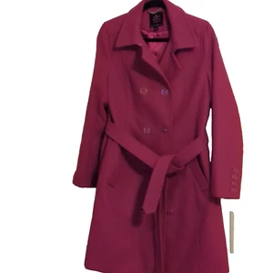 Isaac Mizrahi Live Double Breasted Melton Trench Coat Size 12 - Picture 1 of 24