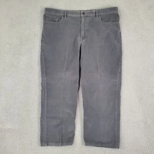 Lands End Corduroy Pants Mens 40x30 Gray Flat Front Straight Leg - Picture 1 of 9