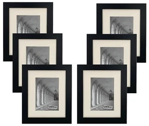 Studio 500 6pc Set 5x7-in Black Smooth Wood Tabletop/Wall Photo Frames w/4x6 Mat - Picture 1 of 4