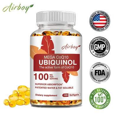AIRBOY Ubiquinol CoQ10 - Potente antioxidante, salud cardíaca y vascular, alta absorción