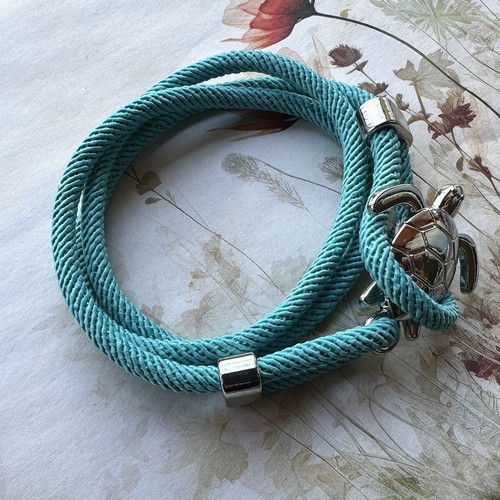 OFF WHITE Bracciale unisex fatto a mano regolabile nylon tartaruga avvolgente corda 21 pollici